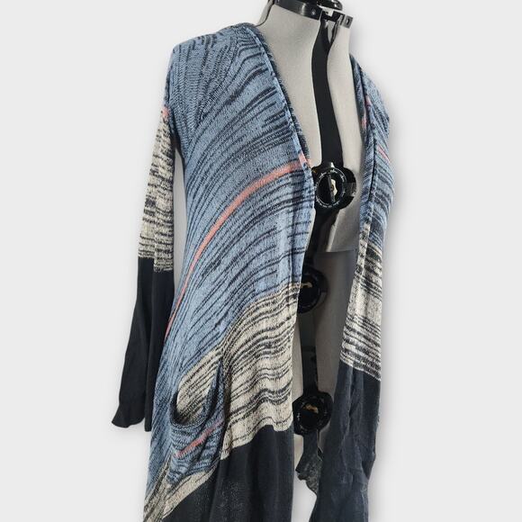 Venus Open Front Cardigan Women's L Hooded W/ Pockets Coverup Long Lightweight - Picture 3 of 4